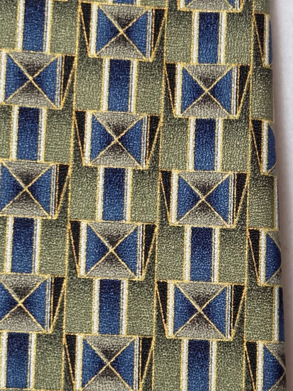 City Streets Tie 3-D Square Blue & Multi-Color Geometric Pattern 3